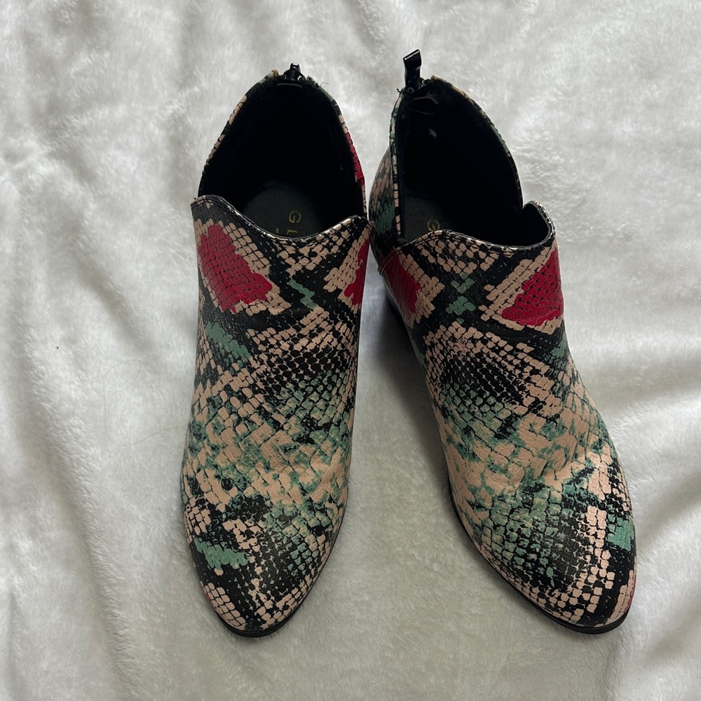 Glaze Multicolor Snake Print Ankle Boots